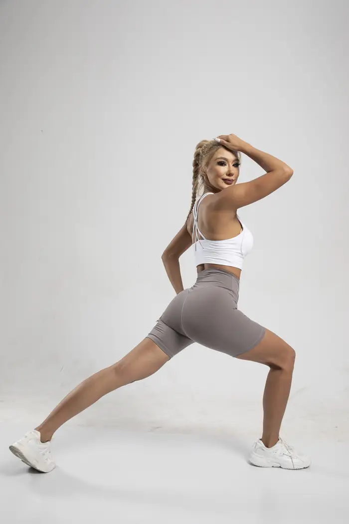 Women's High Waist Yoga Shorts Grey Tight Fit — feature 22