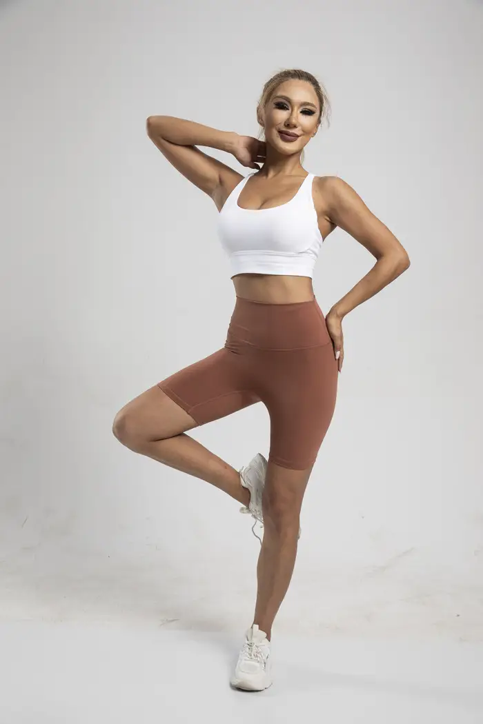 Women's High Waist Yoga Shorts Grey Tight Fit — feature 23
