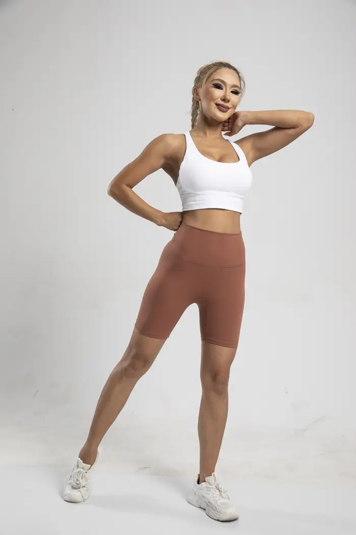 Women's High Waist Yoga Shorts Grey Tight Fit — feature 24