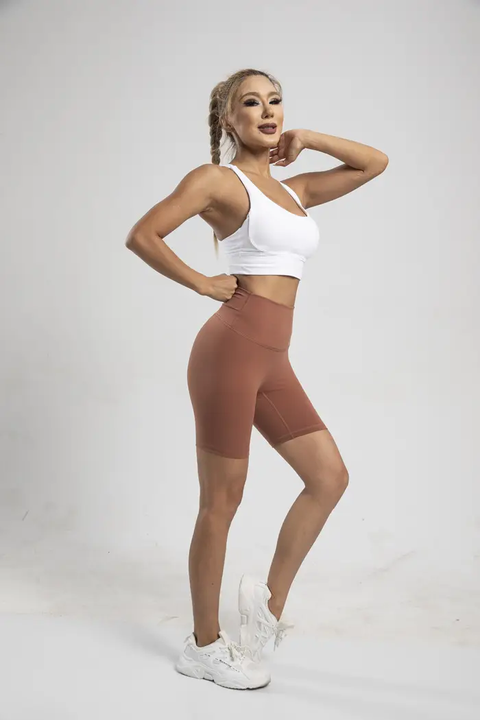 Women's High Waist Yoga Shorts Grey Tight Fit — feature 25