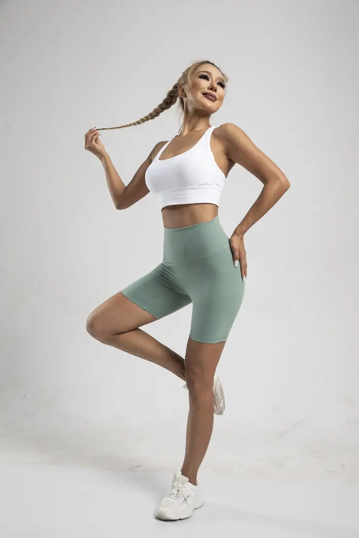 Women's High Waist Yoga Shorts Grey Tight Fit — feature 27