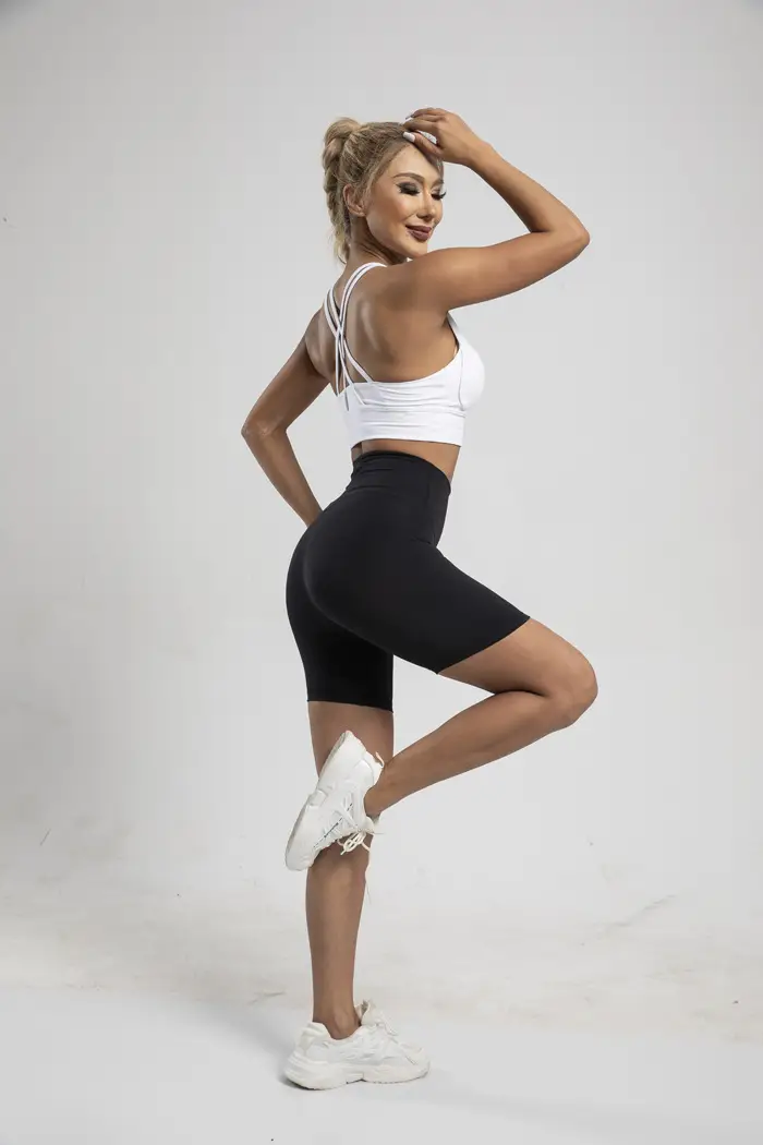 Women's High Waist Yoga Shorts Grey Tight Fit — feature 31
