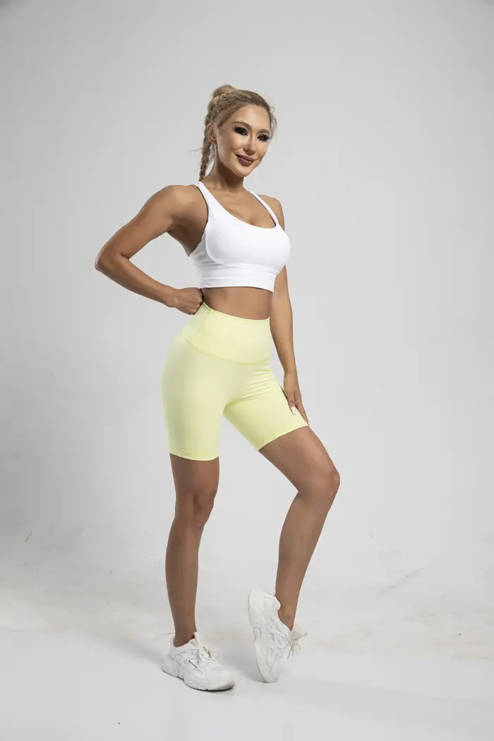 Women's High Waist Yoga Shorts Grey Tight Fit — feature 32