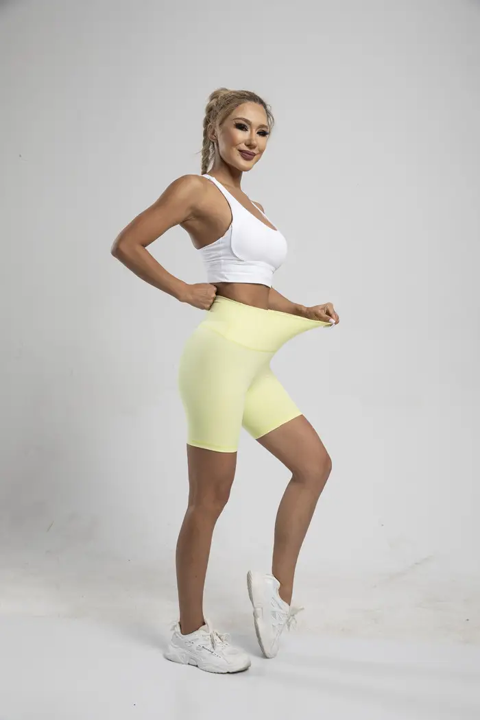 Women's High Waist Yoga Shorts Grey Tight Fit — feature 33