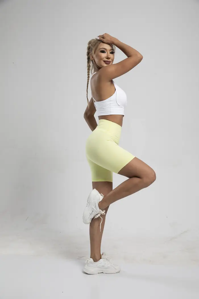 Women's High Waist Yoga Shorts Grey Tight Fit — feature 34