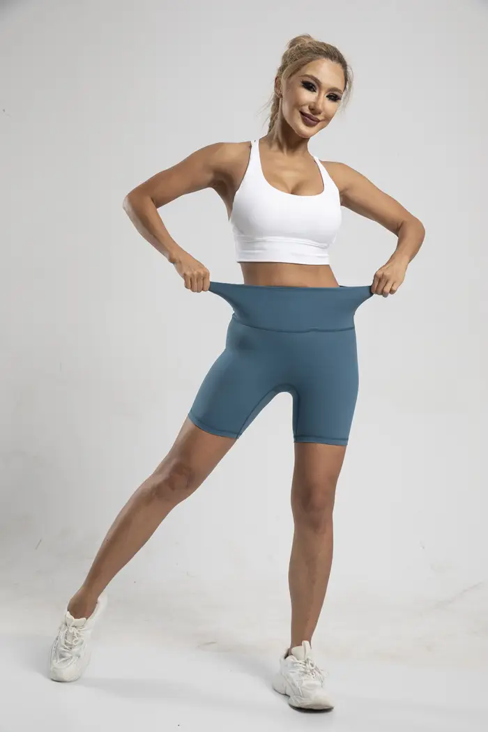Women's High Waist Yoga Shorts Grey Tight Fit — feature 39