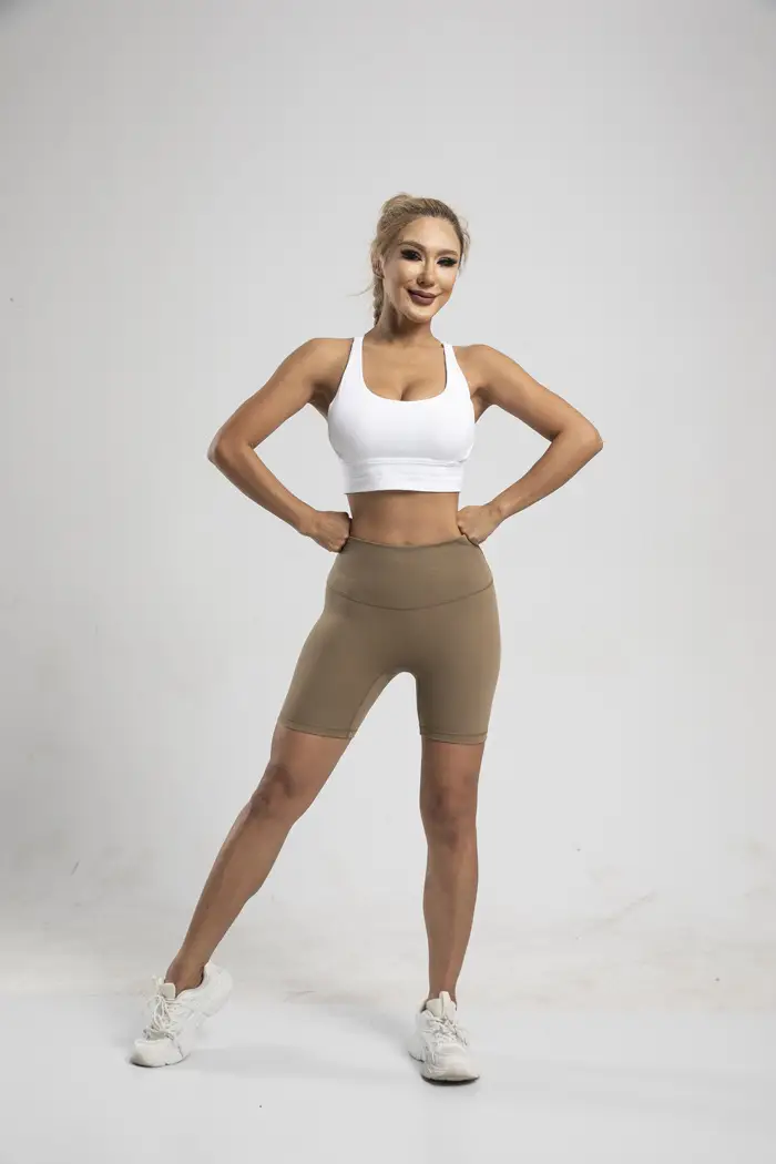 Women's High Waist Yoga Shorts Grey Tight Fit — feature 41