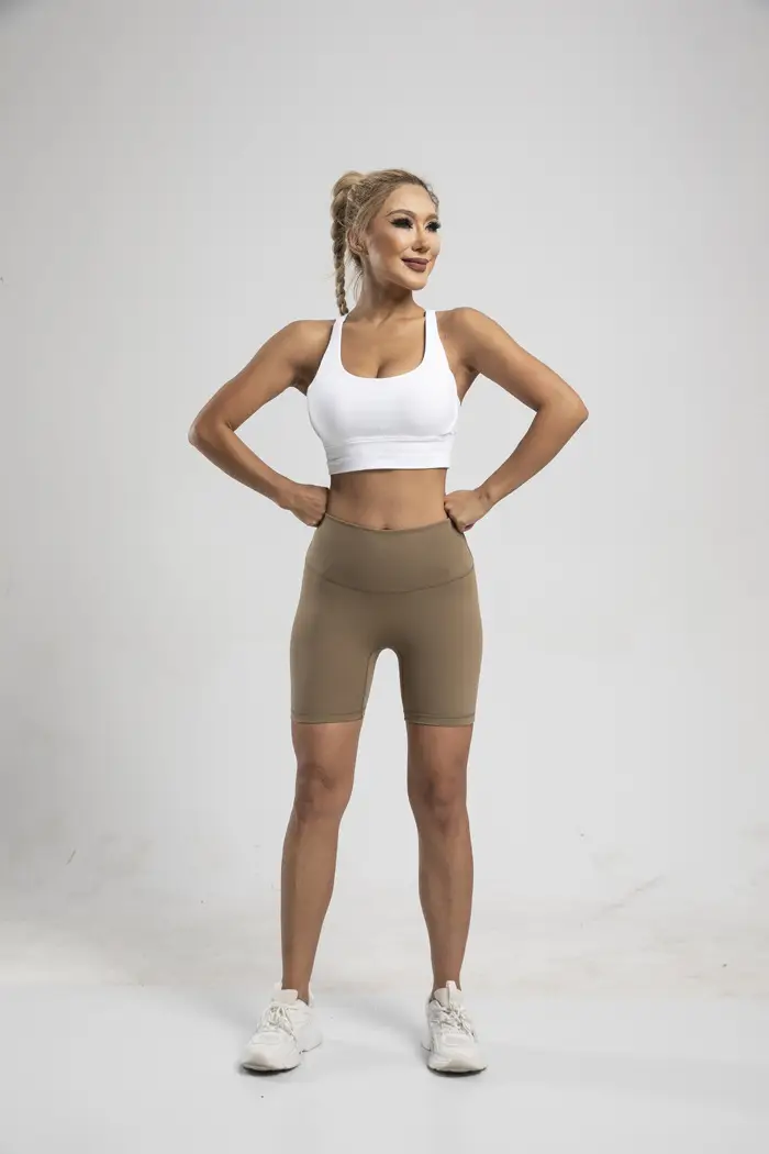 Women's High Waist Yoga Shorts Grey Tight Fit — feature 42