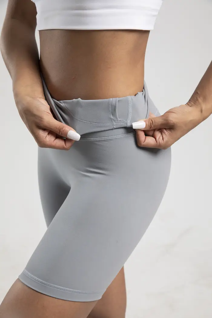 Women's High Waist Yoga Shorts Grey Tight Fit — feature 46