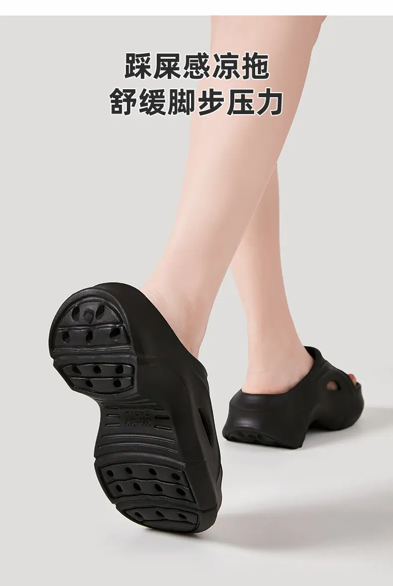 Women's Black Thick Sandals 2023 Summer Outdoor — feature 13