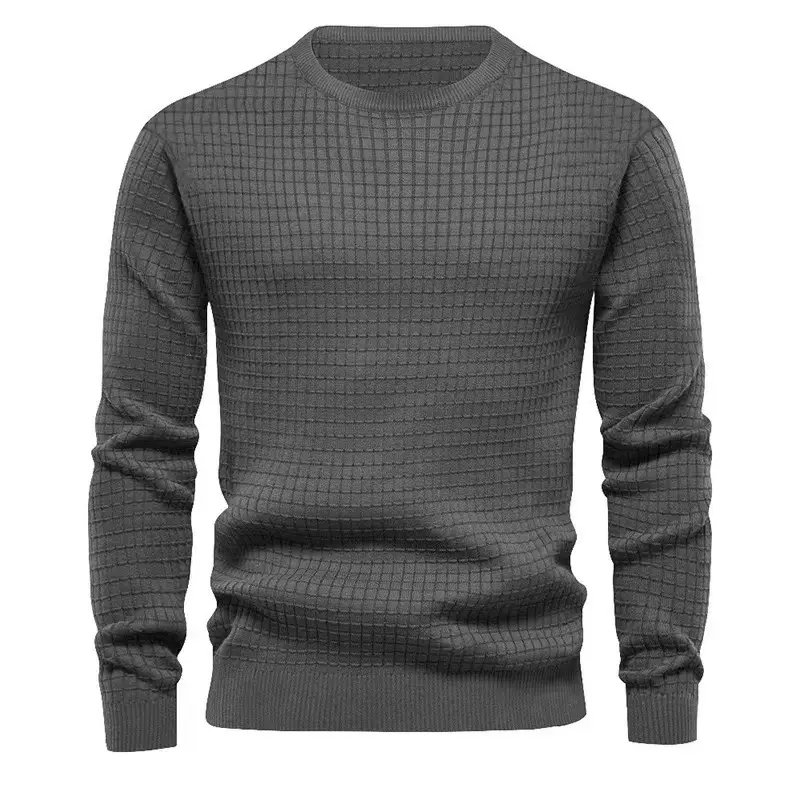 Men Black Waffle Knit Long Sleeve T-Shirt - Image 6