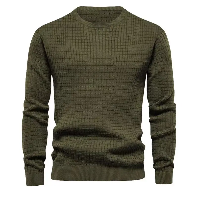 Men Black Waffle Knit Long Sleeve T-Shirt - Image 8