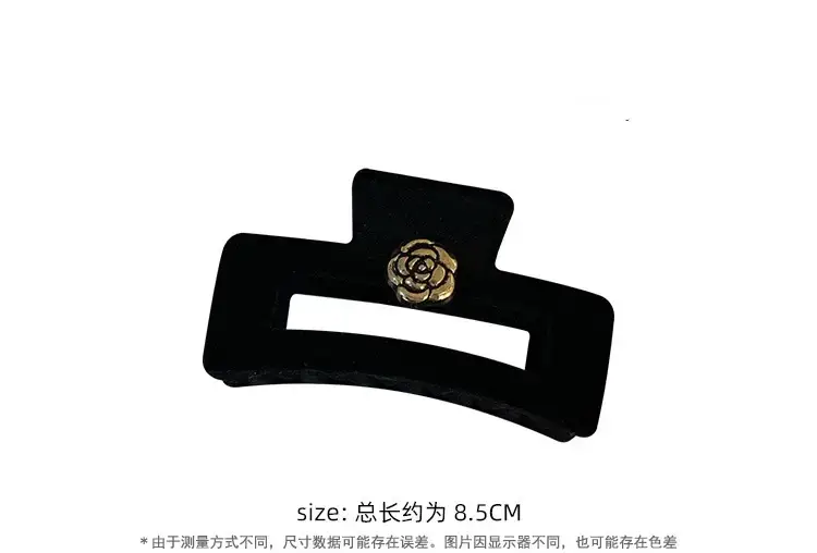 Black Velvet Camellia Hair Clip for Women Winter — feature 2