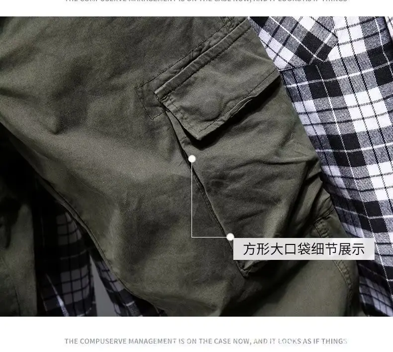 Men Black Multi-Pocket Ankle-Tied Pants Army Green — feature 10