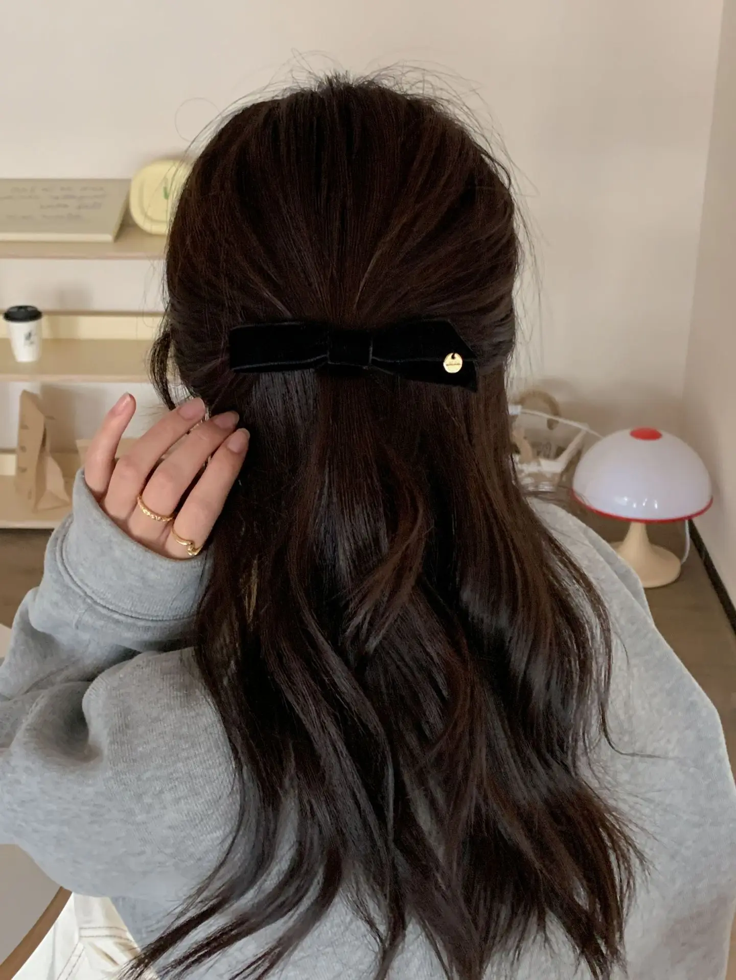 Black Velvet Bow Hairpin Clip for Bangs and Buns — feature 5