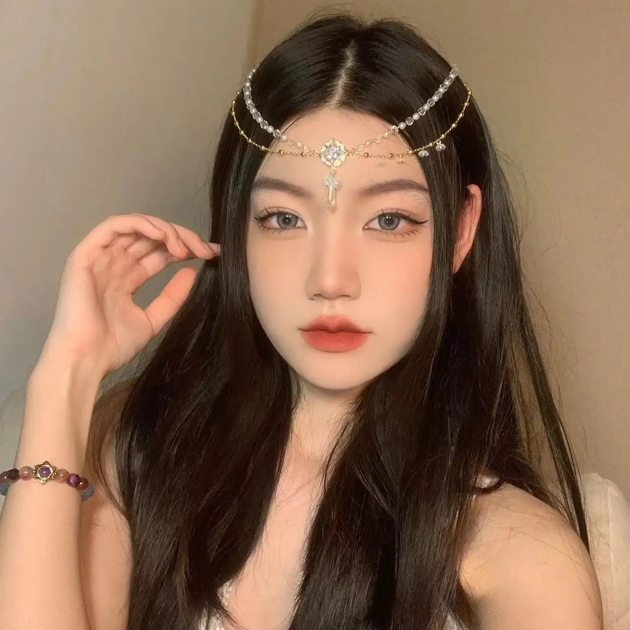Crystal Eyebrow Pendant & Antique Tassel Headwear Set