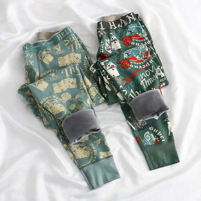 Dropshipping Men's Velvet Long Johns, Thickeneded Velvet Warm Pants, Pure Cotton Youth Winter Warm Underwear P040