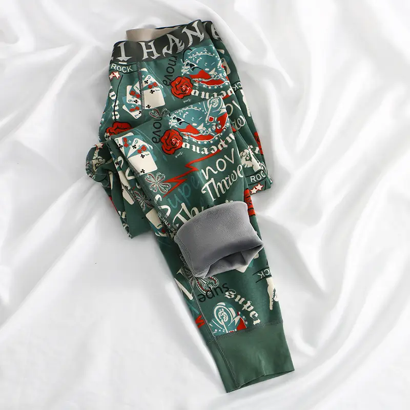 Dropshipping Men's Velvet Long Johns, Thickeneded Velvet Warm Pants, Pure Cotton Youth Winter Warm Underwear P040