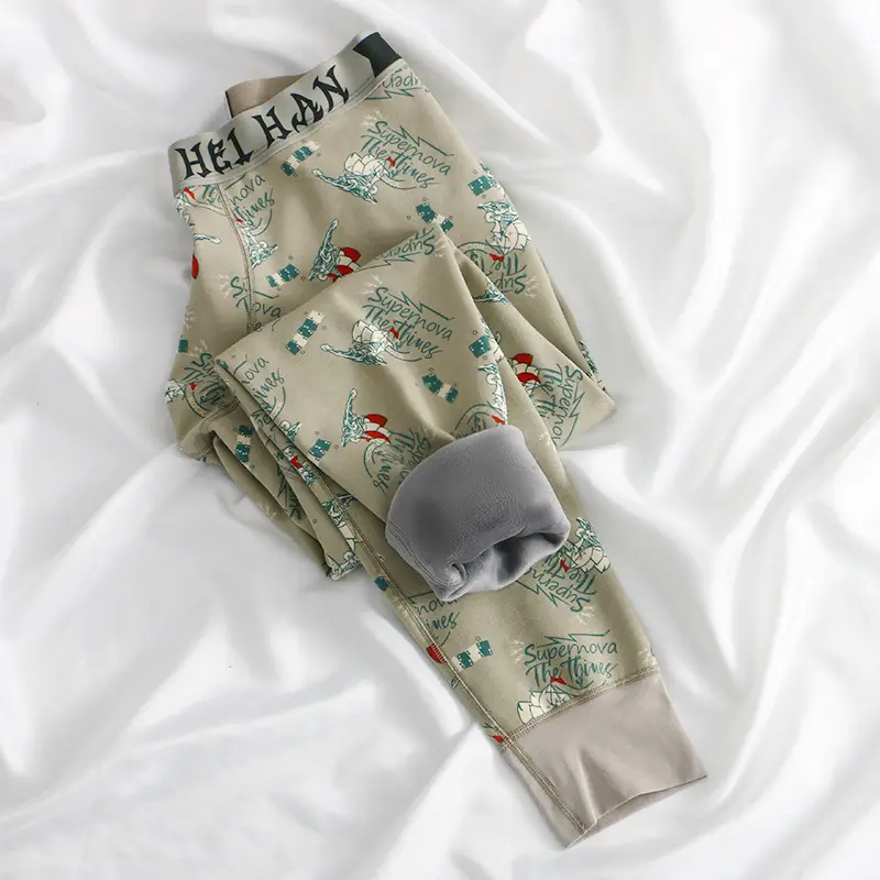 Dropshipping Men's Velvet Long Johns, Thickeneded Velvet Warm Pants, Pure Cotton Youth Winter Warm Underwear P040