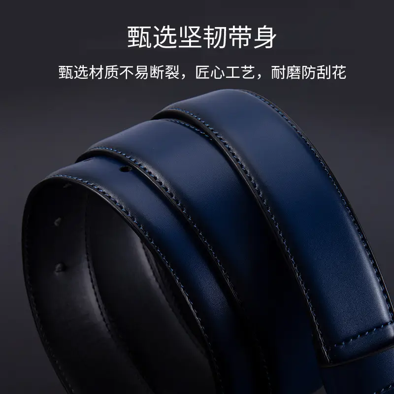 Men's Navy Blue Cross-Border Belt with Silver Buckle - Image 8