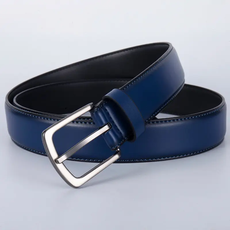 Men's Navy Blue Cross-Border Belt with Silver Buckle - Image 9