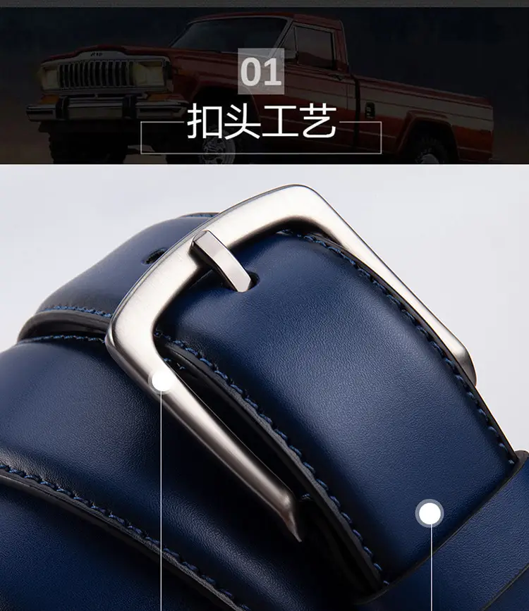 Men's Navy Blue Cross-Border Belt with Silver Buckle — feature 5