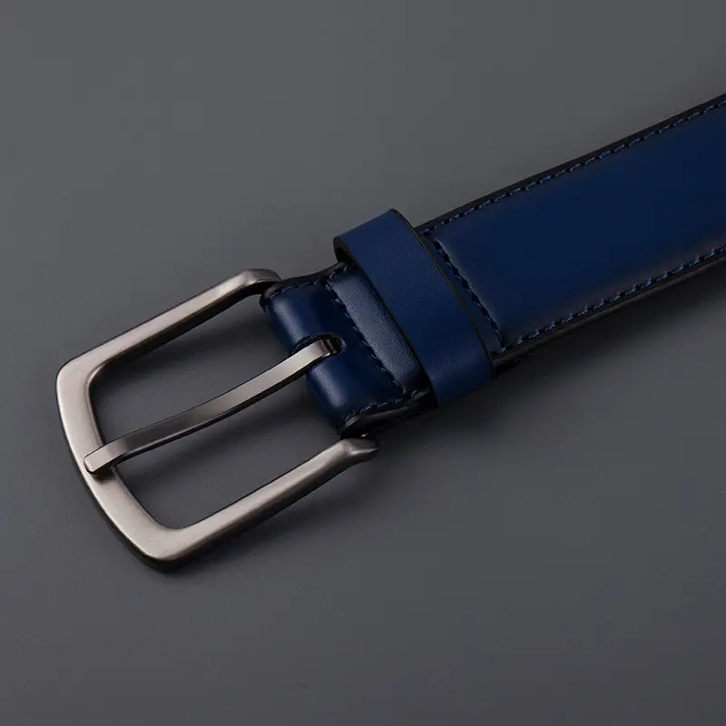 Men's Navy Blue Cross-Border Belt with Silver Buckle - Image 3