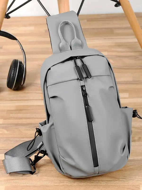 Modern Grey Multi-Functional Shoulder Bag for Men - Image 6