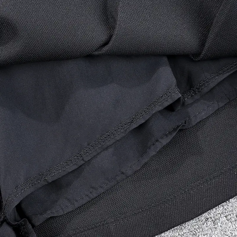 Black Wool Pleated Skirt with Belt for Women