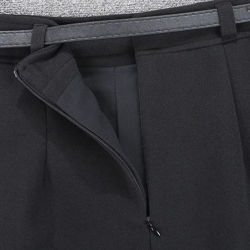 Black Wool Pleated Skirt with Belt for Women — feature 7