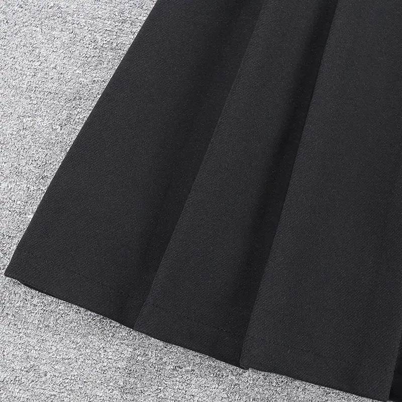 Black Wool Pleated Skirt with Belt for Women — feature 8