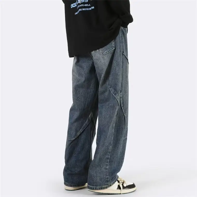 Men's Ruan Shuai Wide Leg Denim Pants Blue - Image 4