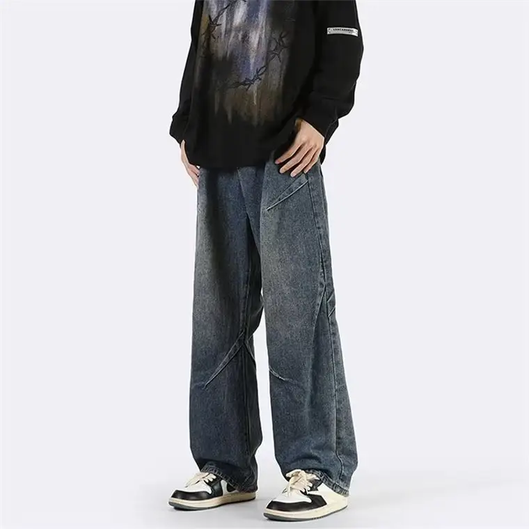 Men's Ruan Shuai Wide Leg Denim Pants Blue - Image 5