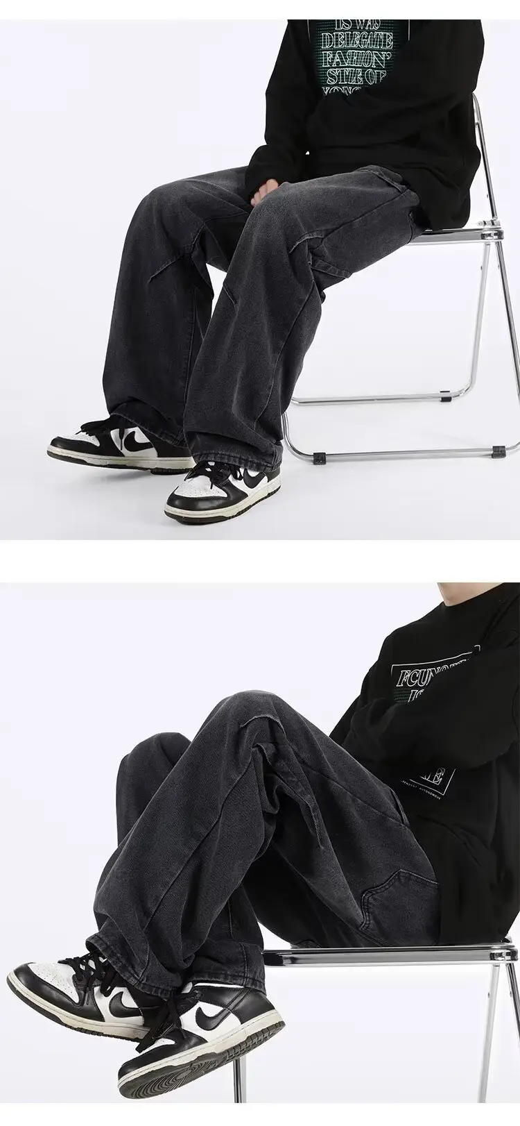 Men's Ruan Shuai Wide Leg Denim Pants Blue — feature 2