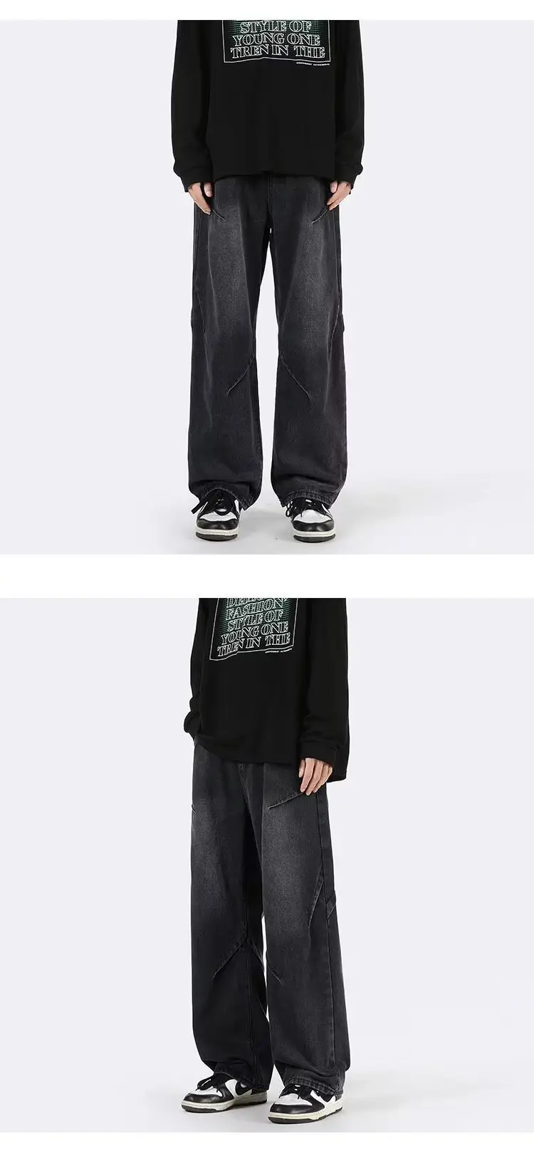 Men's Ruan Shuai Wide Leg Denim Pants Blue — feature 5