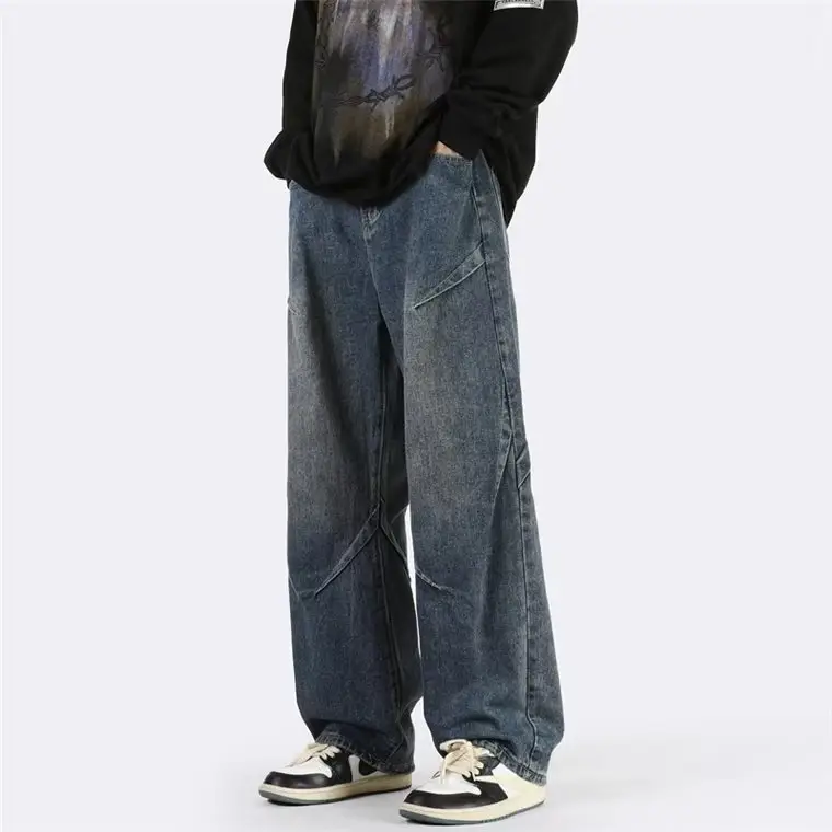 Men's Ruan Shuai Wide Leg Denim Pants Blue - Image 2