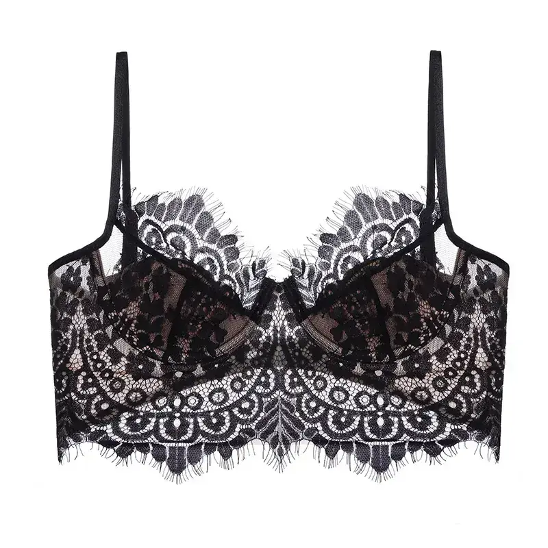 Black Lace Push-Up Backless Bra Large Design