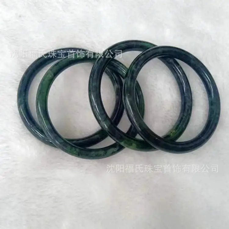 Natural Xiuyu Jade Bracelet 501 Ink Jade Round Bar - Image 4