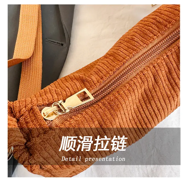 Women's Grey Corduroy Shoulder Bag 2023 New Arrival — feature 5
