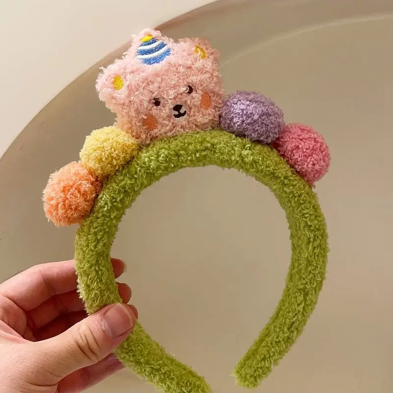 Autumn Winter Bear Hairband with Velvet Texture