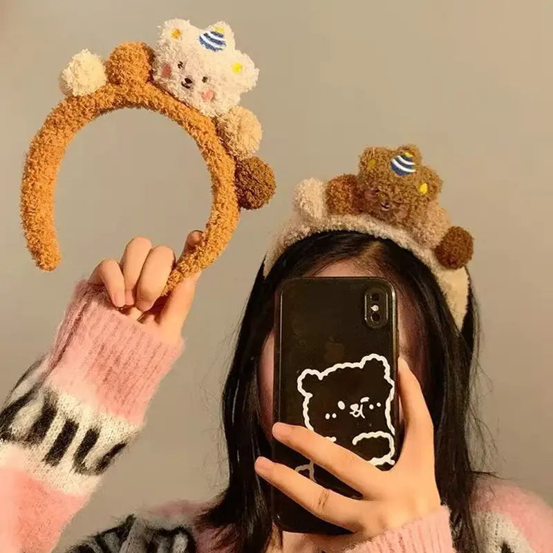 Autumn Winter Bear Hairband with Velvet Texture — feature 18