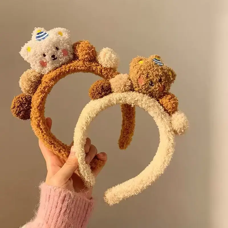 Autumn Winter Bear Hairband with Velvet Texture — feature 23