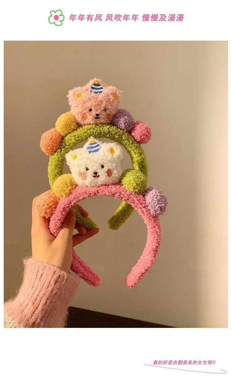 Autumn Winter Bear Hairband with Velvet Texture — feature 25