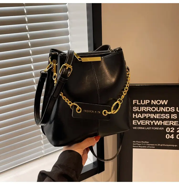 Women's Brown Crossbody Bag with Gold Chain & Leather Strap — feature 30