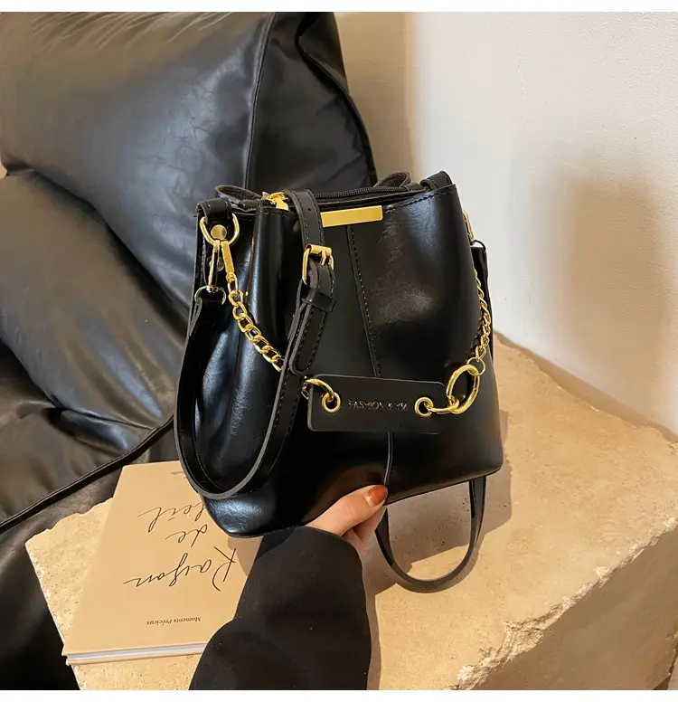 Women's Brown Crossbody Bag with Gold Chain & Leather Strap — feature 32