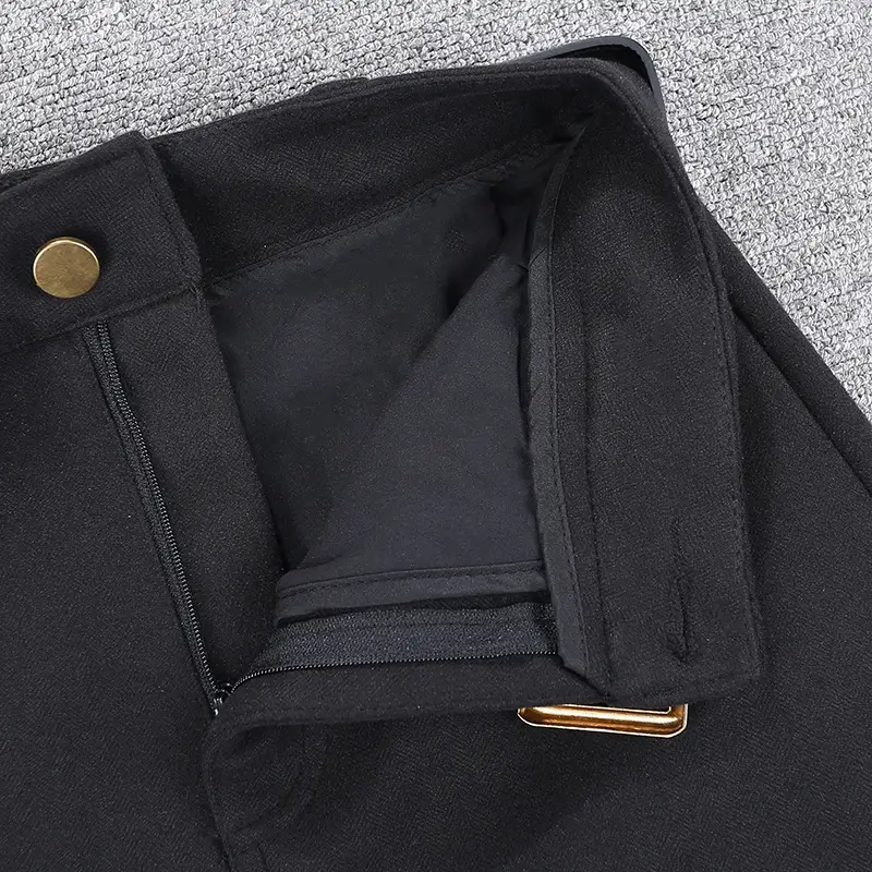 Brown High Waist Slimming Skirt with Belt — feature 8