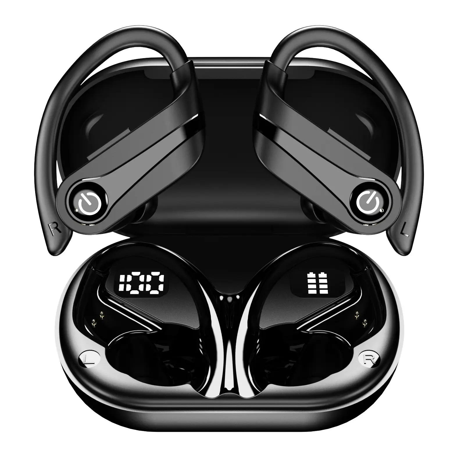 Wireless Bluetooth Earphones with Blue LED & Large Battery - Image 1