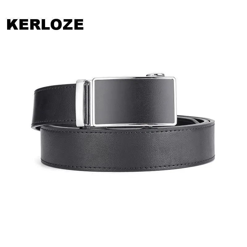 Men's Black Leather Belt with Silver Automatic Buckle - Image 13
