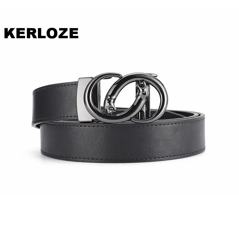 Men's Black Leather Belt with Silver Automatic Buckle - Image 6