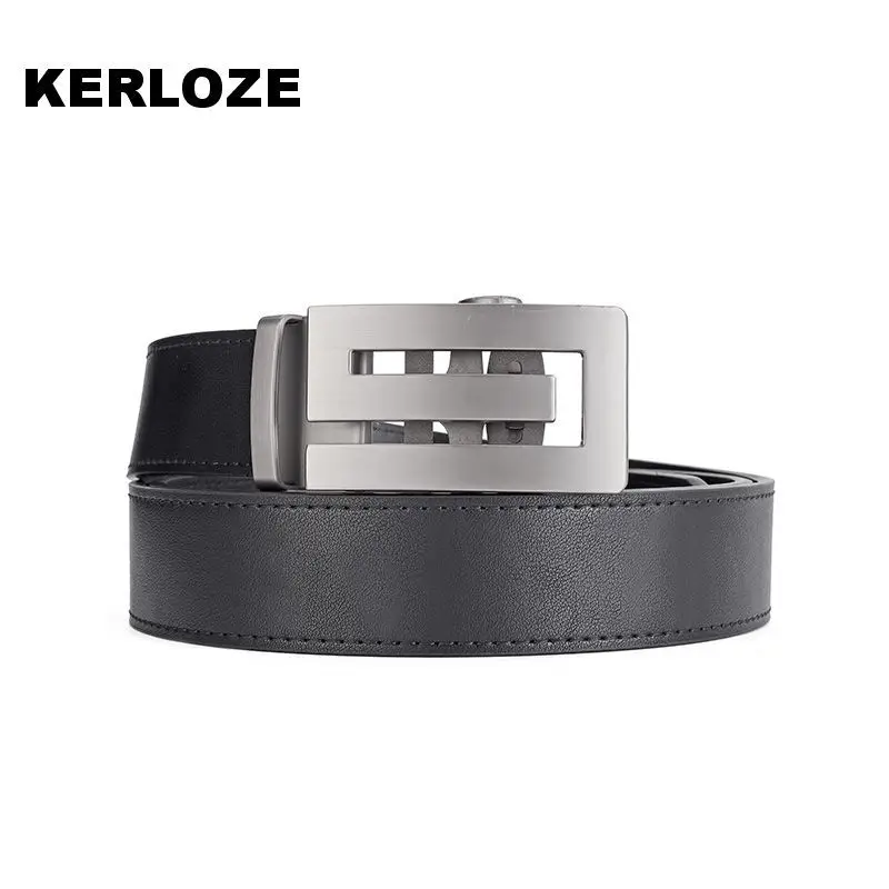 Men's Black Leather Belt with Silver Automatic Buckle - Image 9